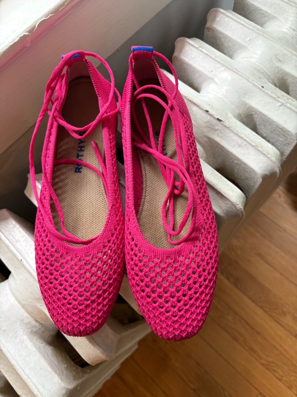 Rothy's The Square Hot Pink Wrap Sandals. Size 8.5